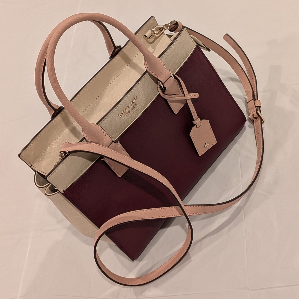 Kate Spade Burgundy and Cream Tote Bag